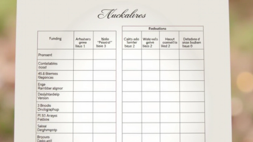 Tableau avec colonnes budgétaires pour planification mariage