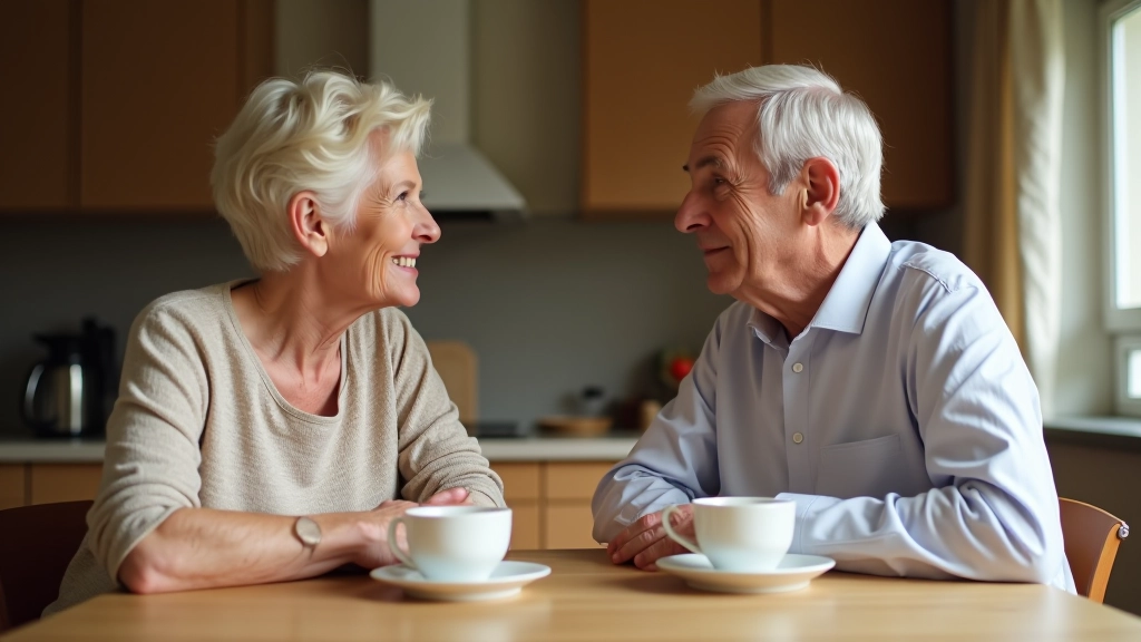 Deux parents ayant une conversation constructive à propos des contributions au mariage autour d'une tasse de café